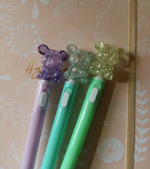 Lapicera Oso Cristal Luz x3