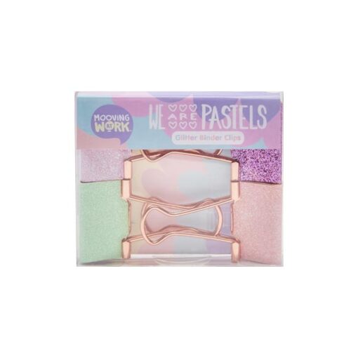 MOO15 Pastel Glitter Binder Clips x 4