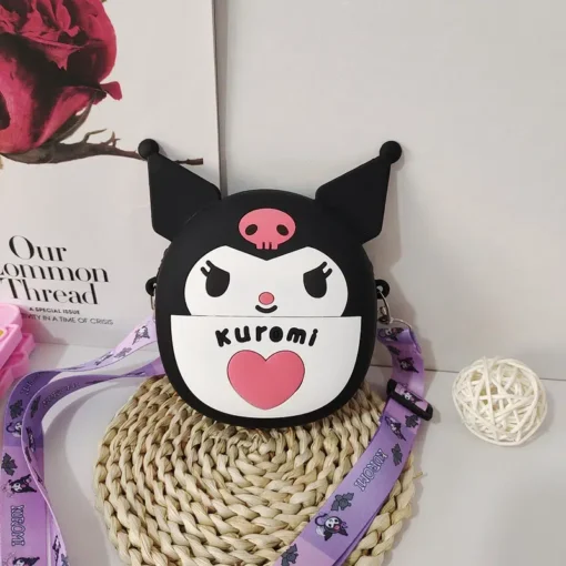 Ruunjoy Sanrio Bag Kawaii Cartoon Kuromi Shoulder Bag Silicone Waterproof Mini Kawaii Kuromi Crossbody Bag for Children s Crossbody Bag 3