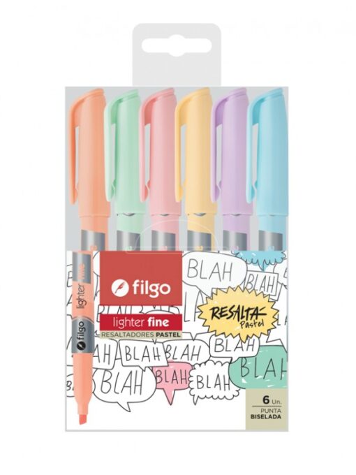 Resaltador Fino Pastel x 6 - FILGO - Imagen 3