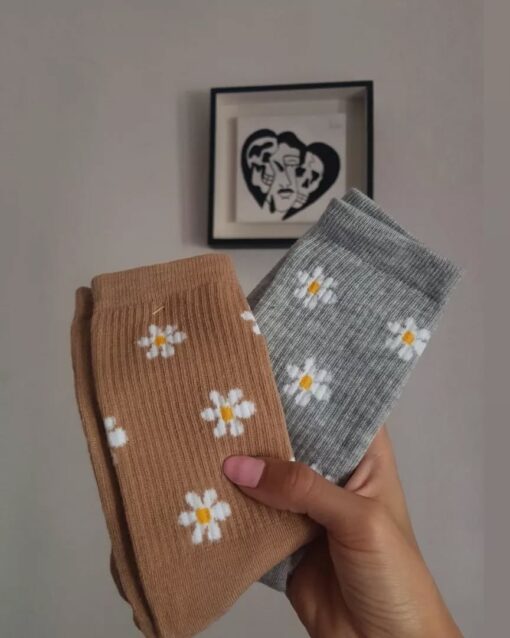 Medias 3/4 - Margaritas Beige