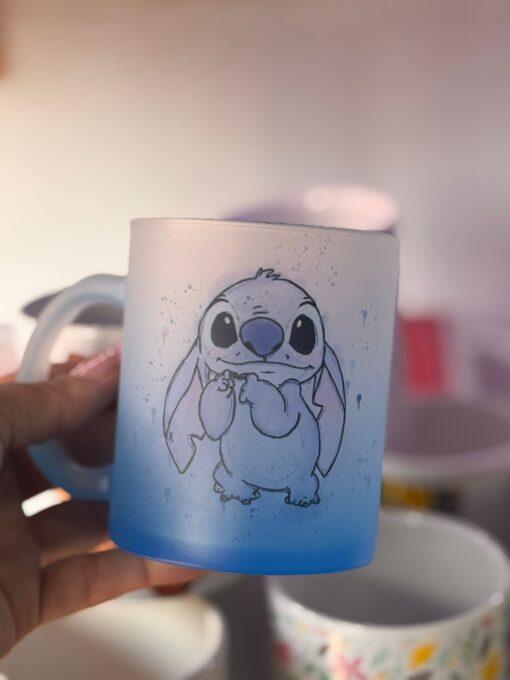 *PREVENTA!!!* Taza ESMERILADA STITCH (Orejas)