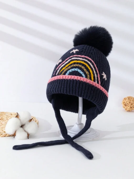 Gorro infantil Arcoiris con Pompon