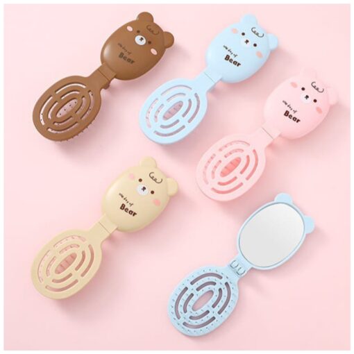 Mini Cepillo para Cabello Portátil + Espejito Little Bear