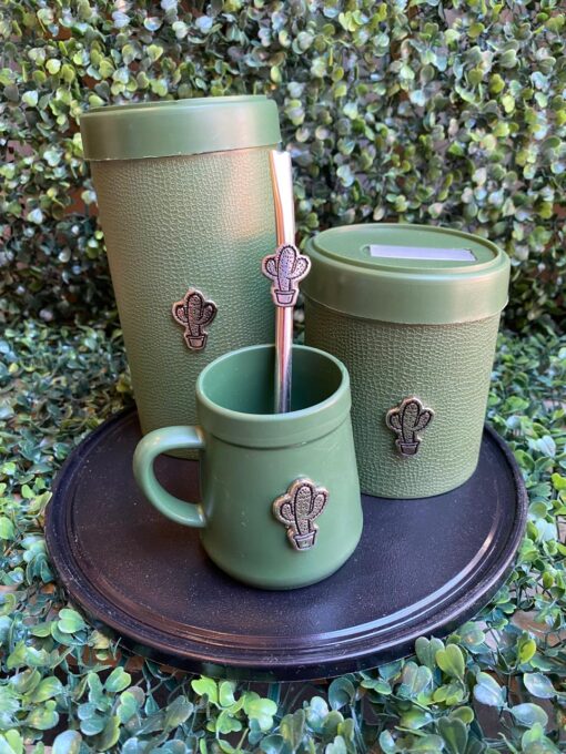 Set desayuno cactus + tabla -  Verde Militar