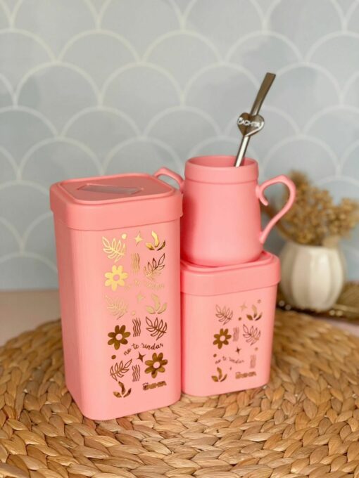 Set de Tarros Cuadrados HOT STAMPING - Coral