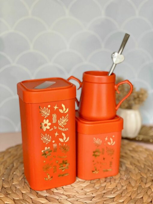 Set de Tarros Cuadrados HOT STAMPING - Ladrillo
