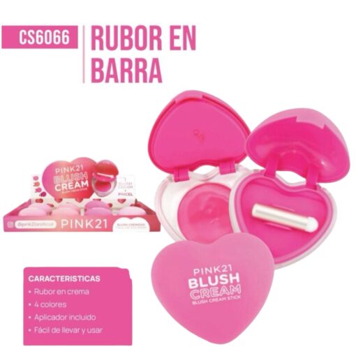 Rubor en Crema Corazon - Pink21