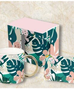 Taza Ceramica Leaves Green con Packaging + Tarjeta