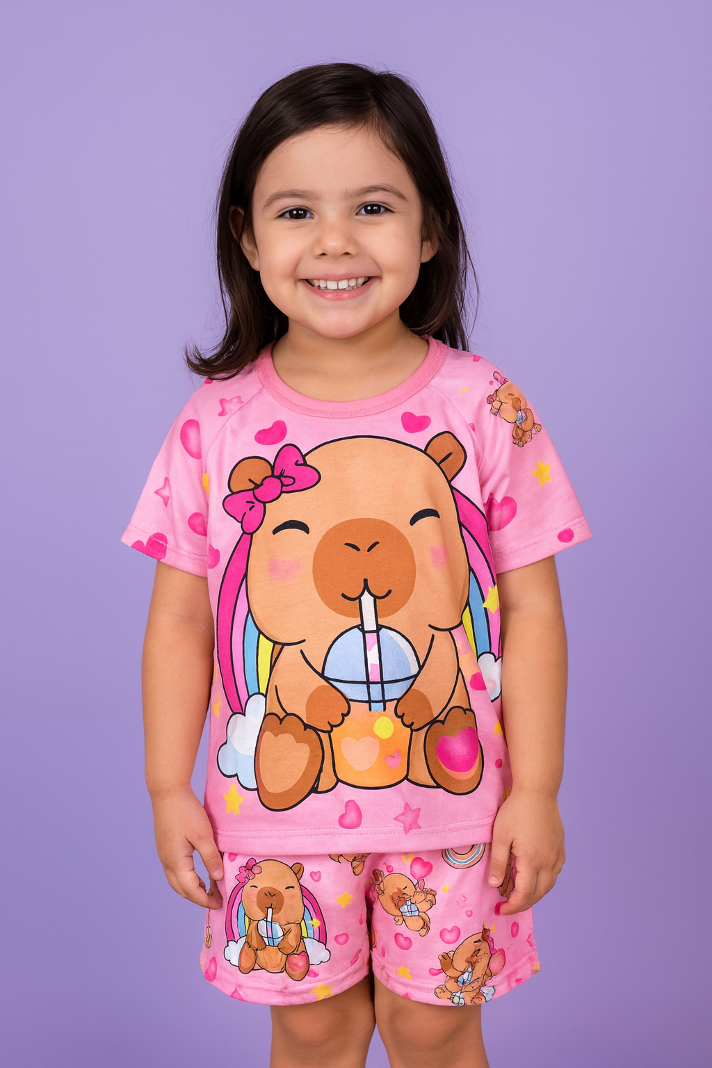 Pijama VERANO KIDS - Capybara Rosa 1 Pijama VERANO KIDS - Capybara Rosa