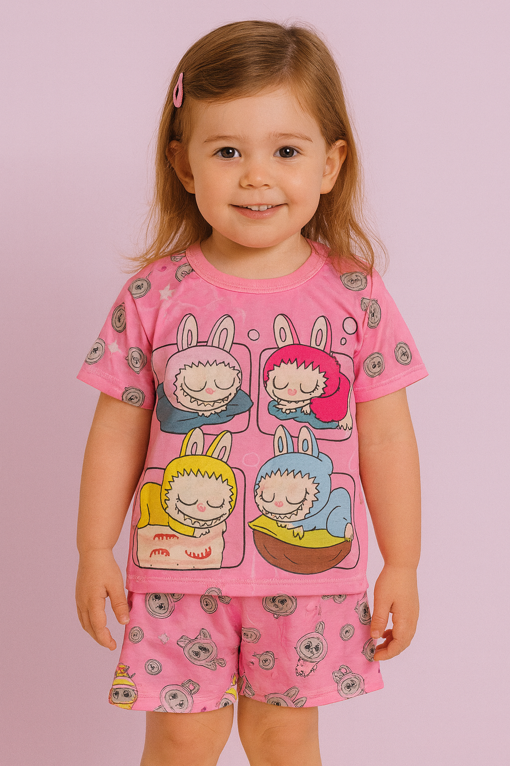 Pijama VERANO KIDS - Labubu Rosa 1 Pijama VERANO KIDS - Labubu Rosa