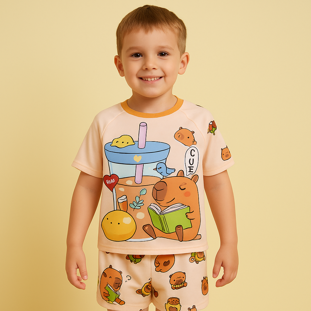 Pijama VERANO KIDS - Capybara Beige 1 Pijama VERANO KIDS - Capybara Beige
