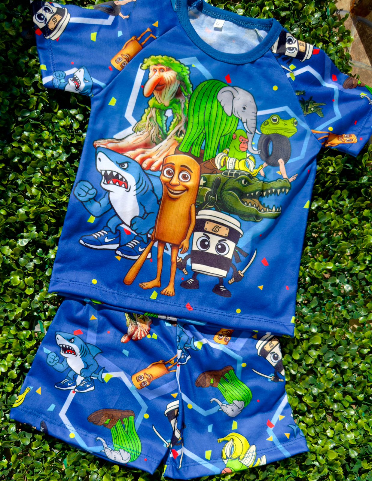 Pijama VERANO KIDS - Tralalero Azul 2 Pijama VERANO KIDS - Tralalero Azul - Imagen 2