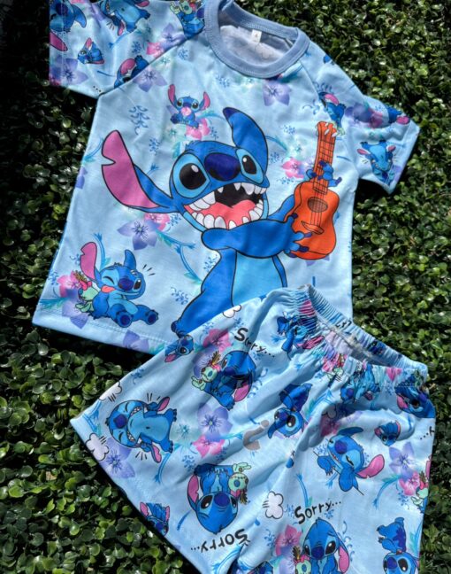 Pijama VERANO KIDS - Stitch Celeste