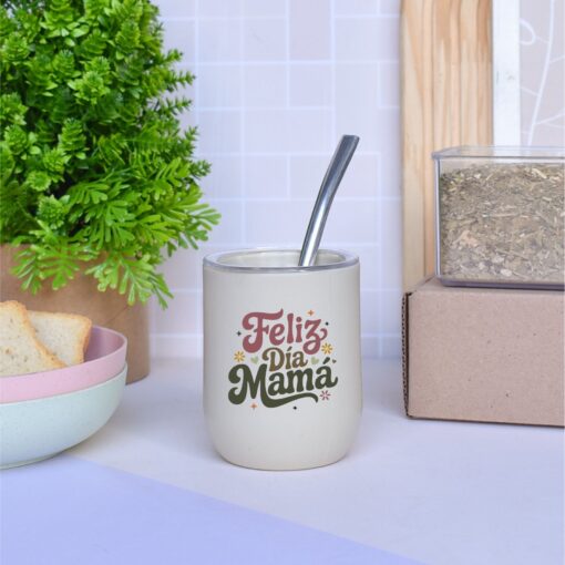 Mate Anti Vuelco + Bombilla Dia de La Madre