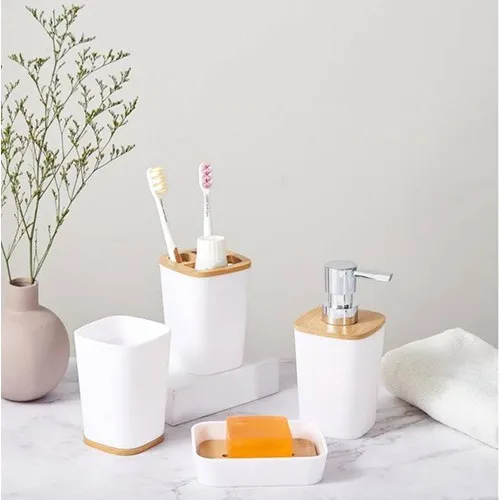 Set de Baño Cuadrado 4 piezas - Blanco 1 Set de Baño Cuadrado 4 piezas - Blanco