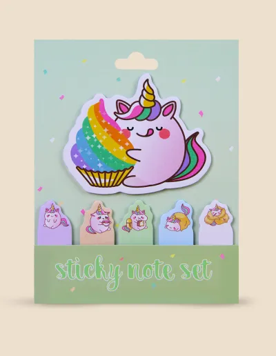 Block de notas + banderitas - Unicornio