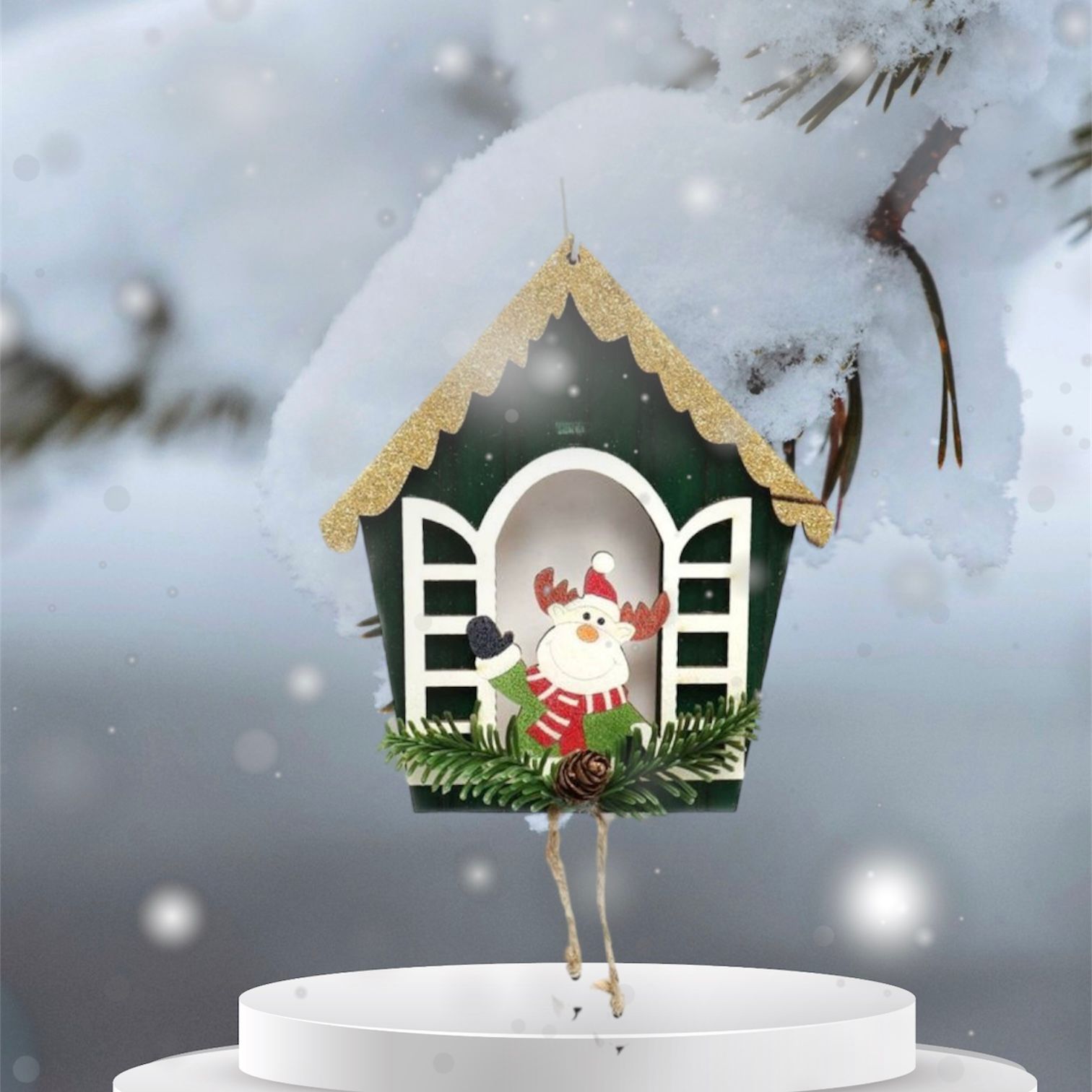 Adorno Casita con Ventana - Navidad 1 Adorno Casita con Ventana - Navidad