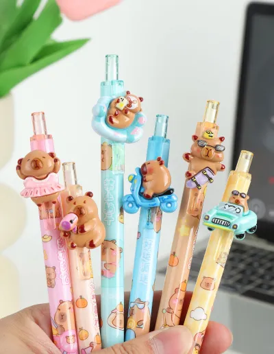 Lapicera retractil Capybara x2