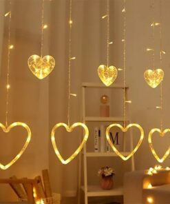 Cortina De Luz Calida - Corazon
