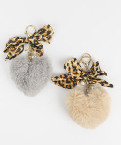 LLavero Charm Corazon Peluche y Lazo