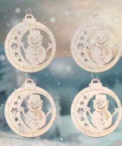 Adorno Madera - Muñeco De Nieve x4