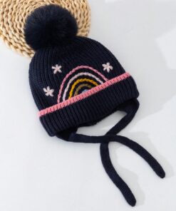 Alternative view of Gorro infantil Arcoiris con Pompon