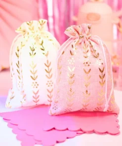 Alternative view of Bolsita de Arpillera Stamping - Hojas Oro