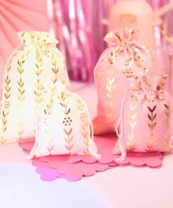 Bolsita de Arpillera Stamping - Hojas Oro