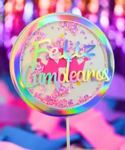 Topper Shaker Feliz Cumpleaños - "PINK CROWN"