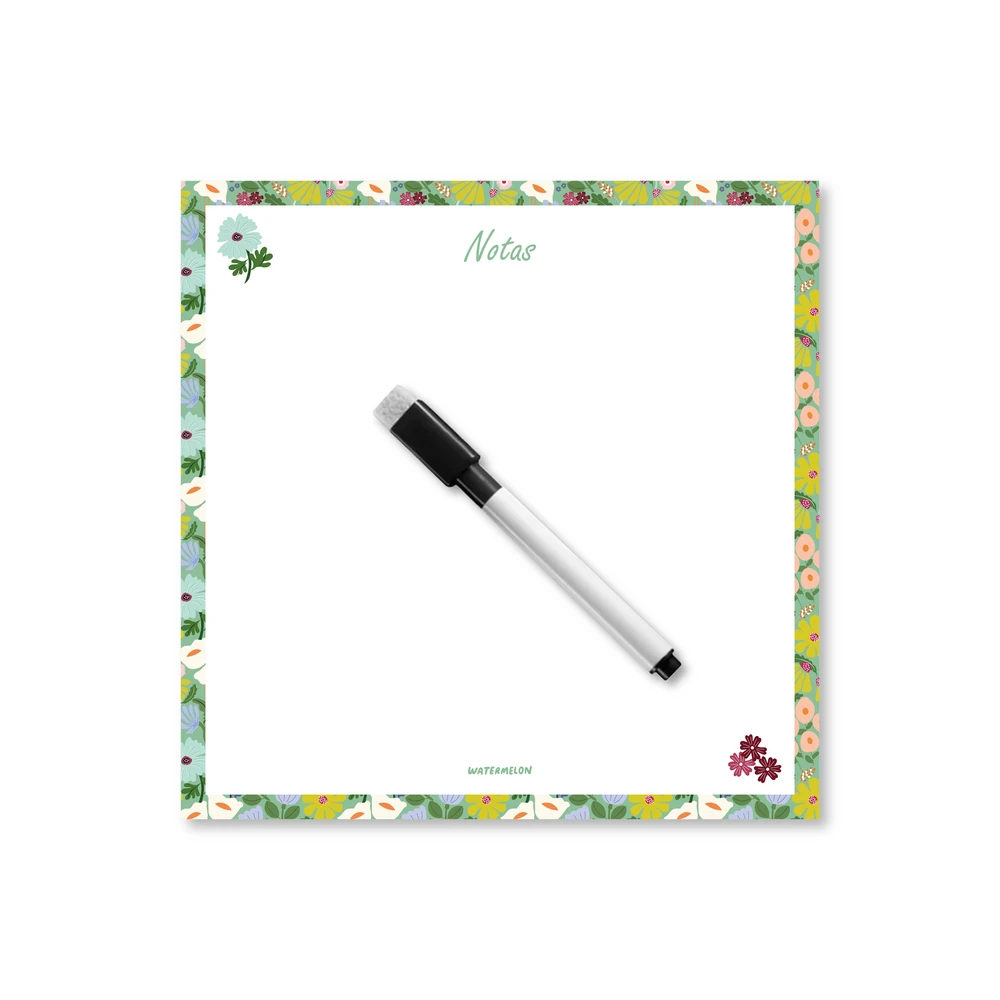 Pizarra Cuadrada - Flores notas