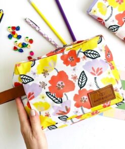 Necessaire Cordura Water -  Flores Amarillas y Naranjas