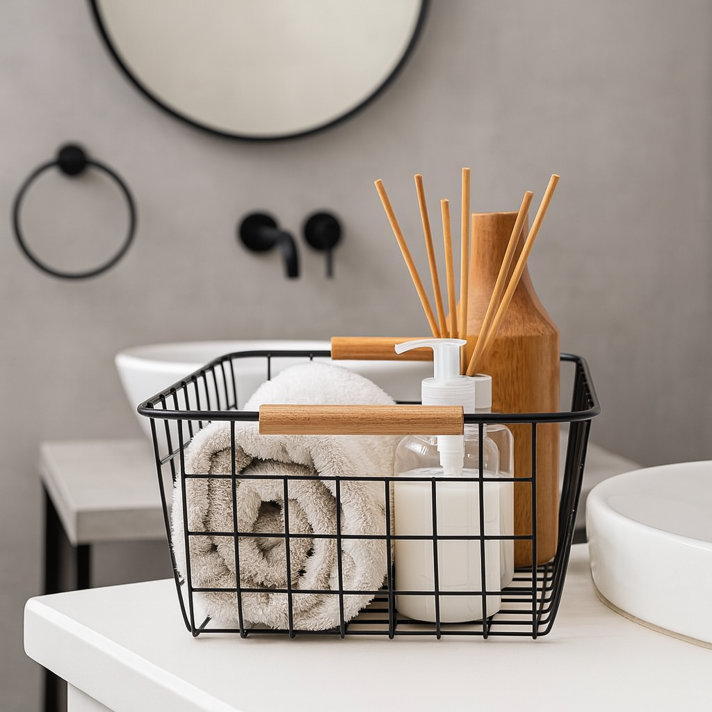 Canasto de Alambre Blanco/Negro - Imagen 2