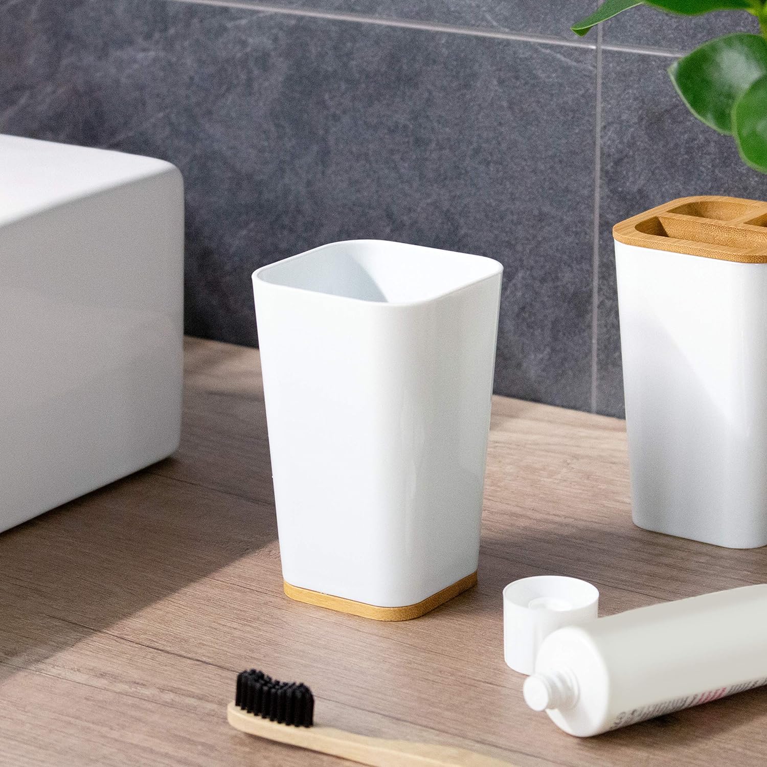 Vaso Para Cepillo Bambu - Bianca