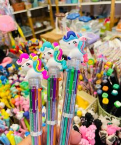 Lapiceras Transparente 6 Colores x3 - Unicornio