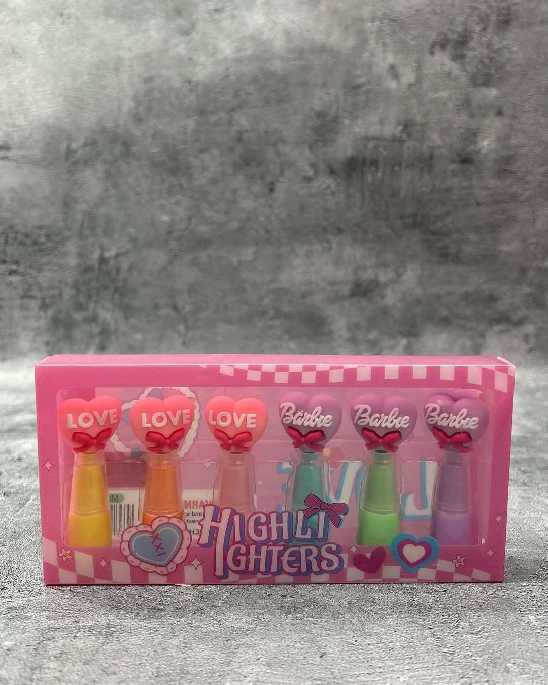 Box de Resaltadores Corazon Barbie x6