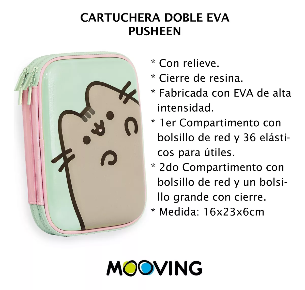 Cartuchera Doble Eva Pusheen - 2 Pisos - Mooving - Imagen 2