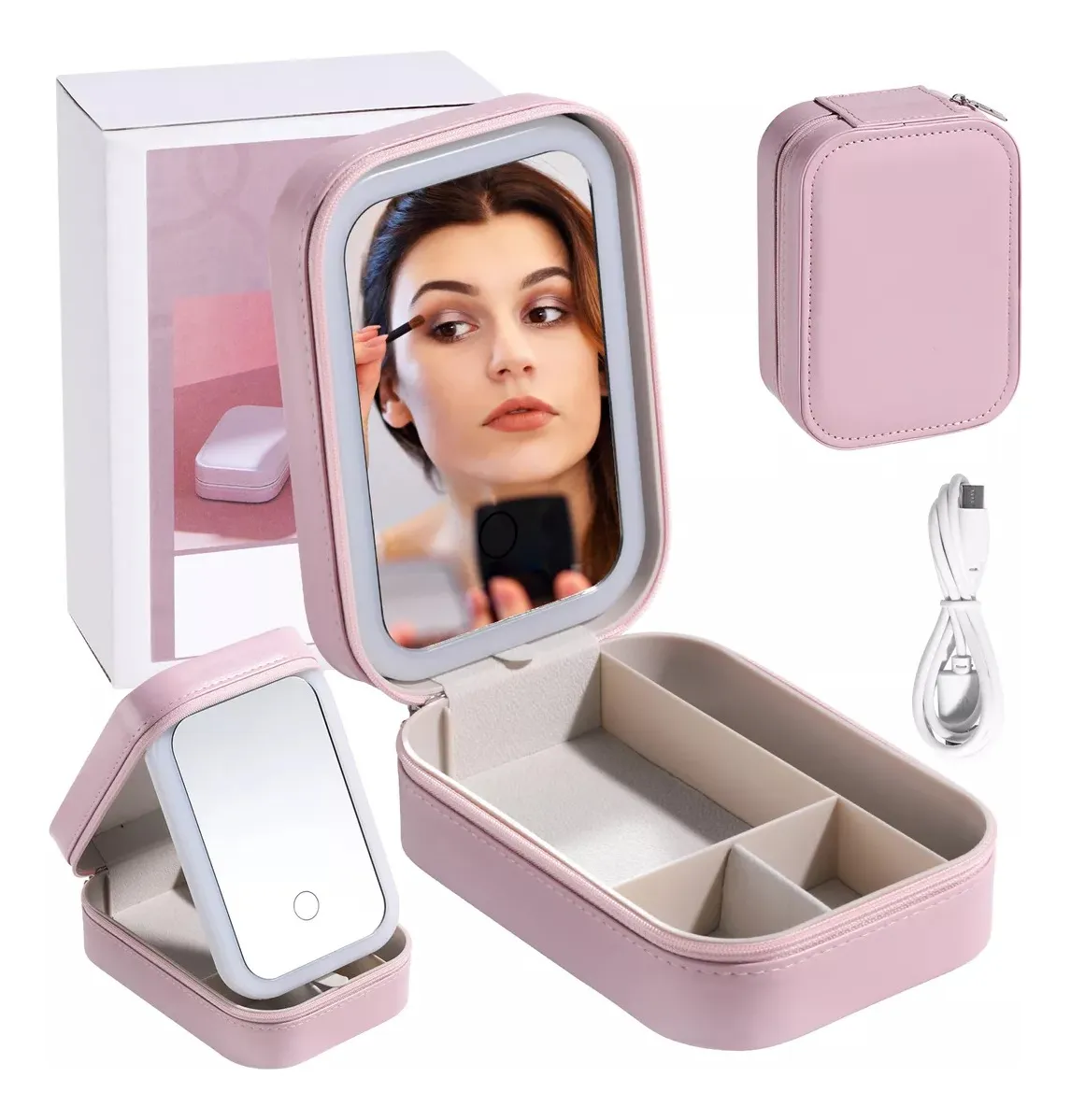 Estuche de Maquillaje + Espejo con luz