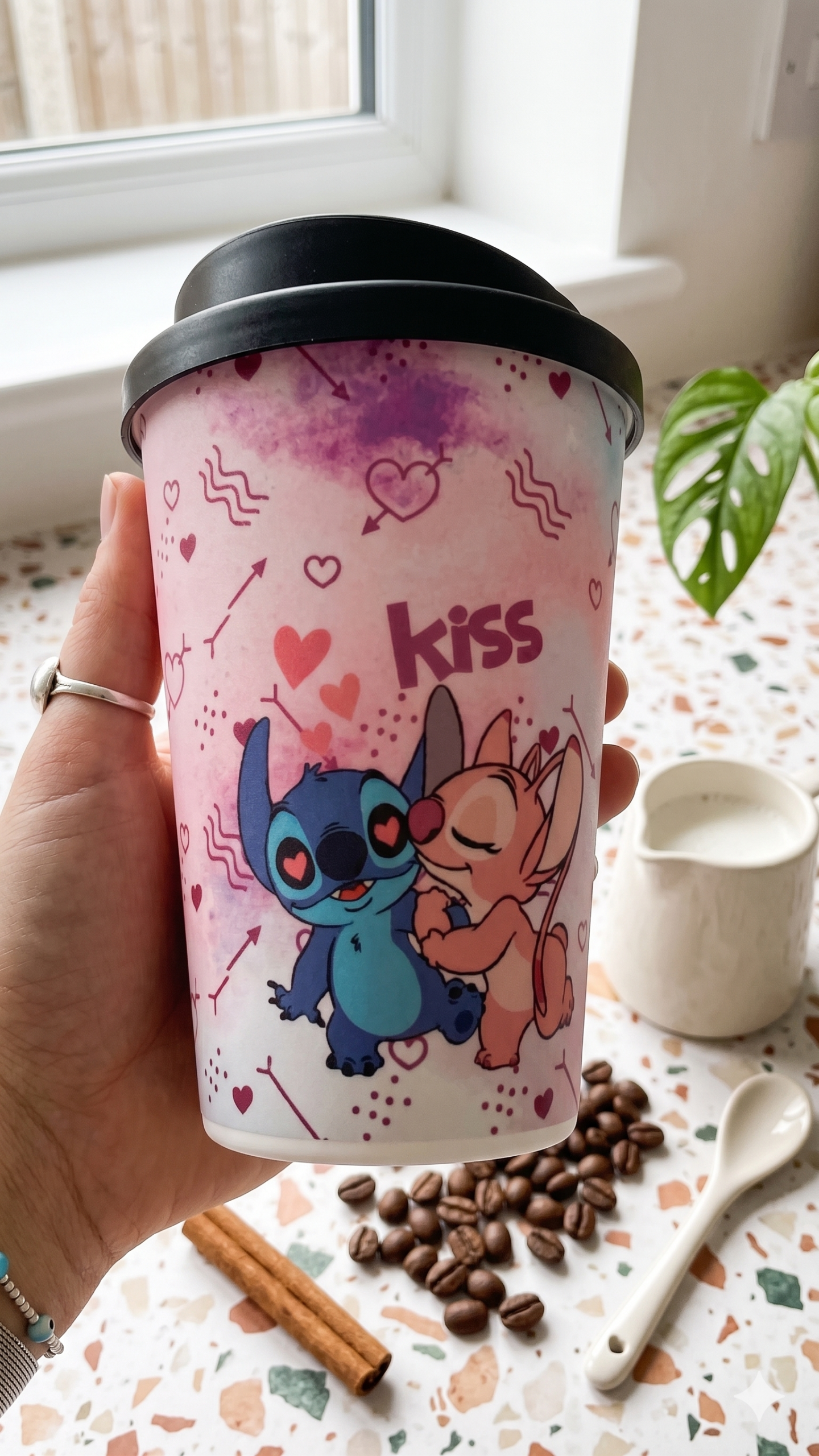 Vaso Termico de Cafe - Stitch Kiss
