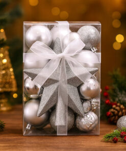 Set Navideño - Plateado Glitter