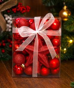 Set Navideño 18 pcs- Rojo Glitter