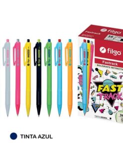 Boligrafo Retractil x 5 FASTRACK tinta zul - FILGO