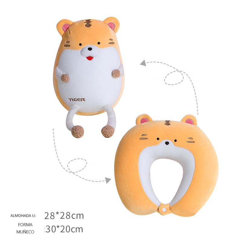 Almohada de Viaje 2 en 1 - TIGER YELLOW CUTE - Imagen 3