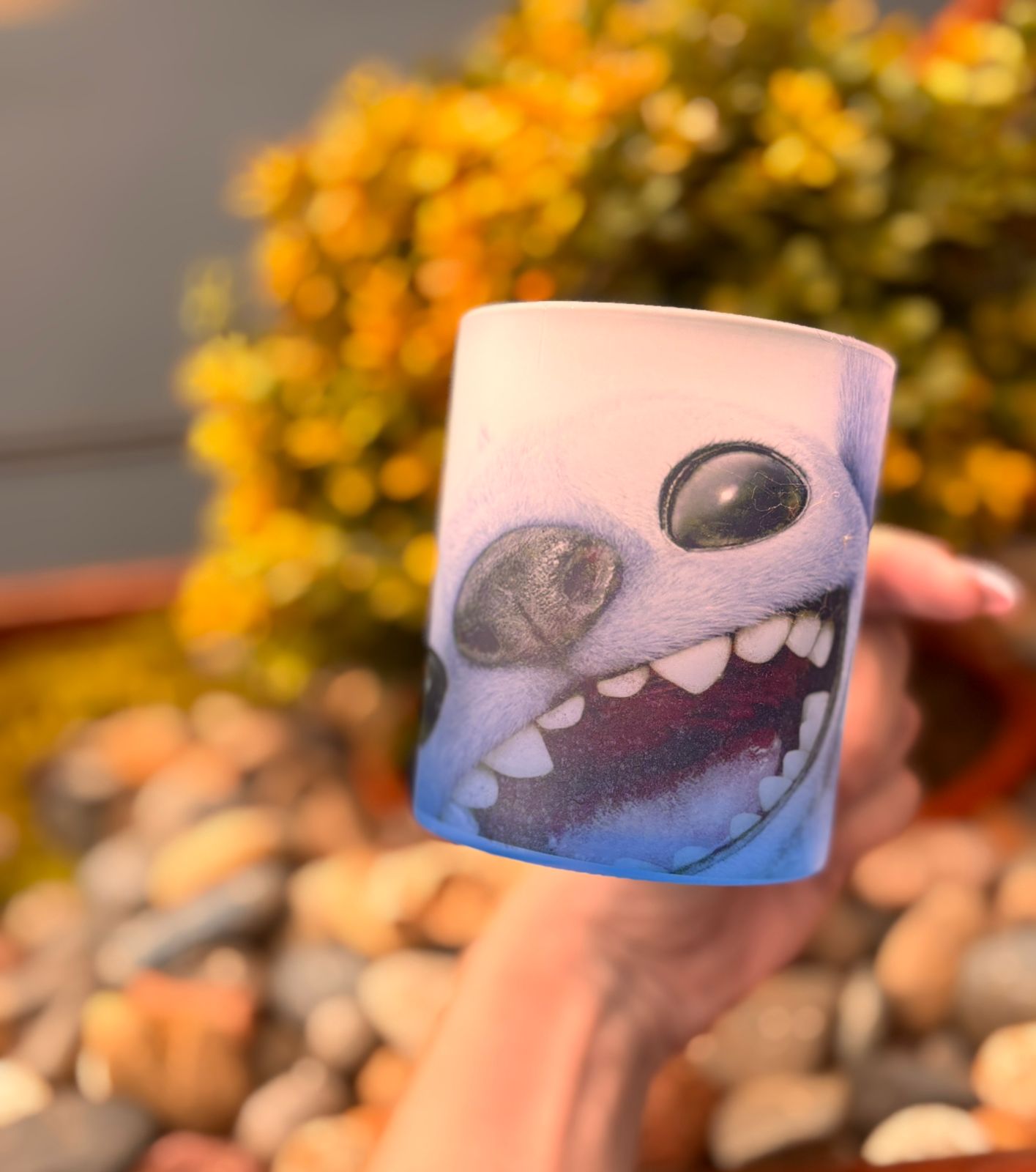 *PREVENTA!!!* Taza ESMERILADA STITCH (Cara)