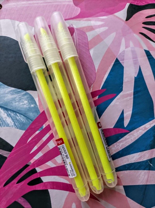 Resaltador Fino Transparente x6 - AMARILLO