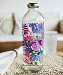 Botella De Vidrio - Flores Grandes