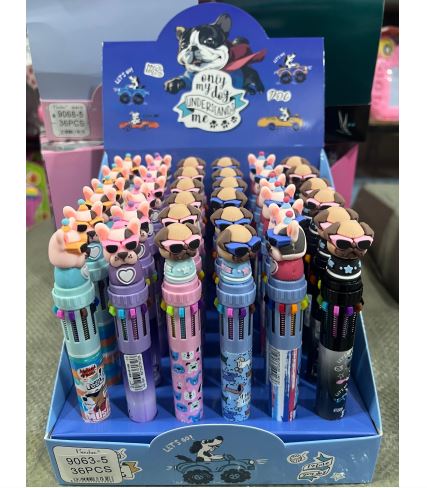 Lapicera Perrito 10 Colores - x3