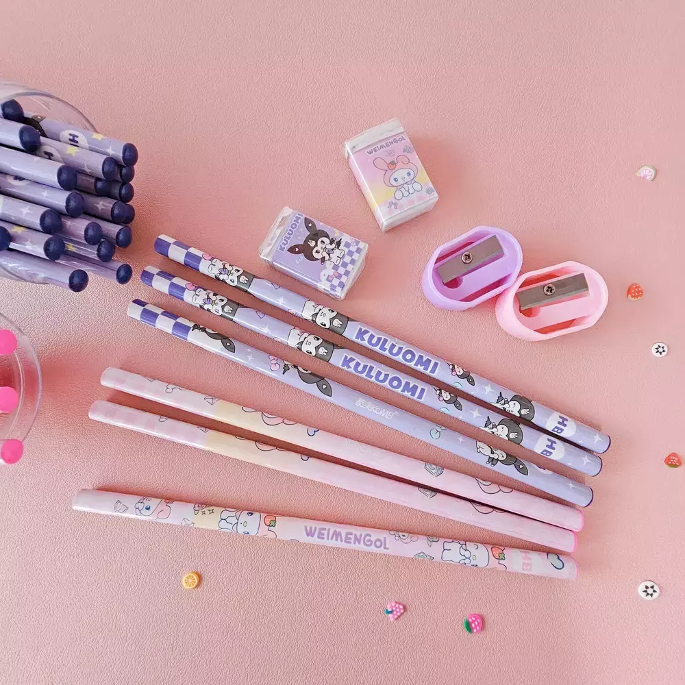 Set Sanrio - 30 Lápices + Goma + Sacapuntas