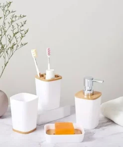 Set de Baño Cuadrado 4 piezas - Blanco