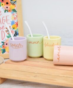 Mate de Ceramica Pastel + Bombilla